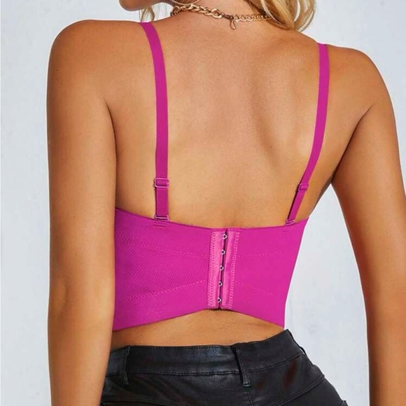 Pink Sexy Beads Bustier Crop Cami Top - Picture 2 of 5